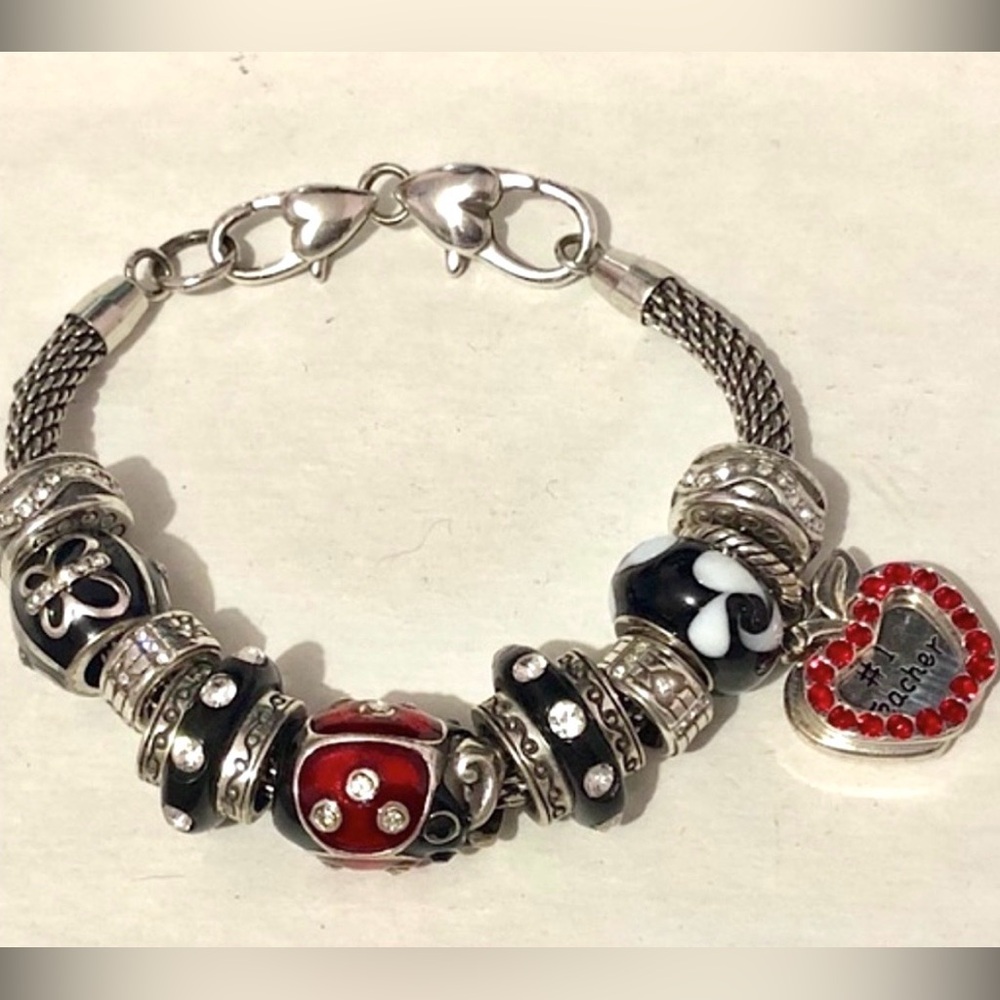 Brighton big ladybug bead with crystals for spots Red & black enamel Retired - Picture 7 of 9